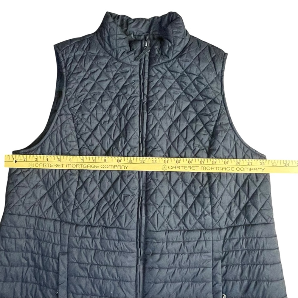 Talbots Long Puffer Vest Jacket 2XL Primaloft Black Pockets Lined Slimming - Picture 14 of 16